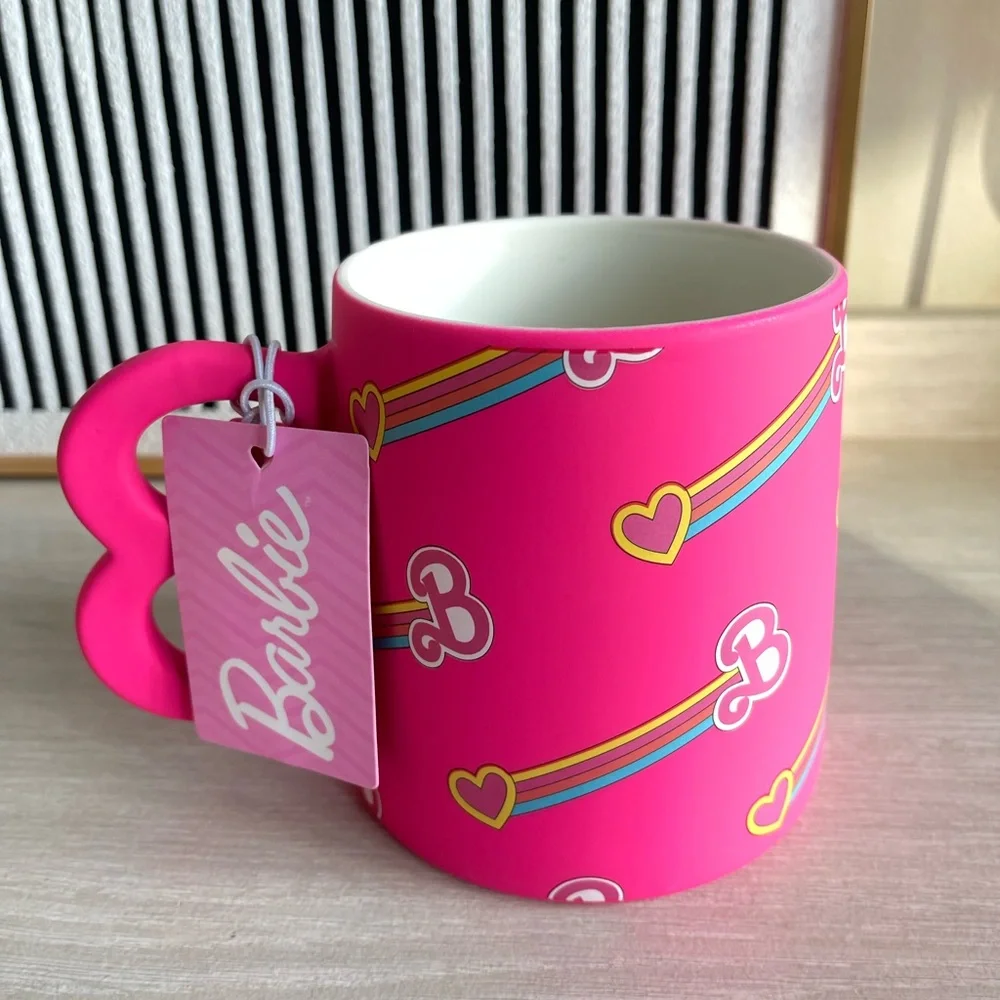21 oz Hot Pink Ceramic Barbie Coffee/Tea Mug With B Handle